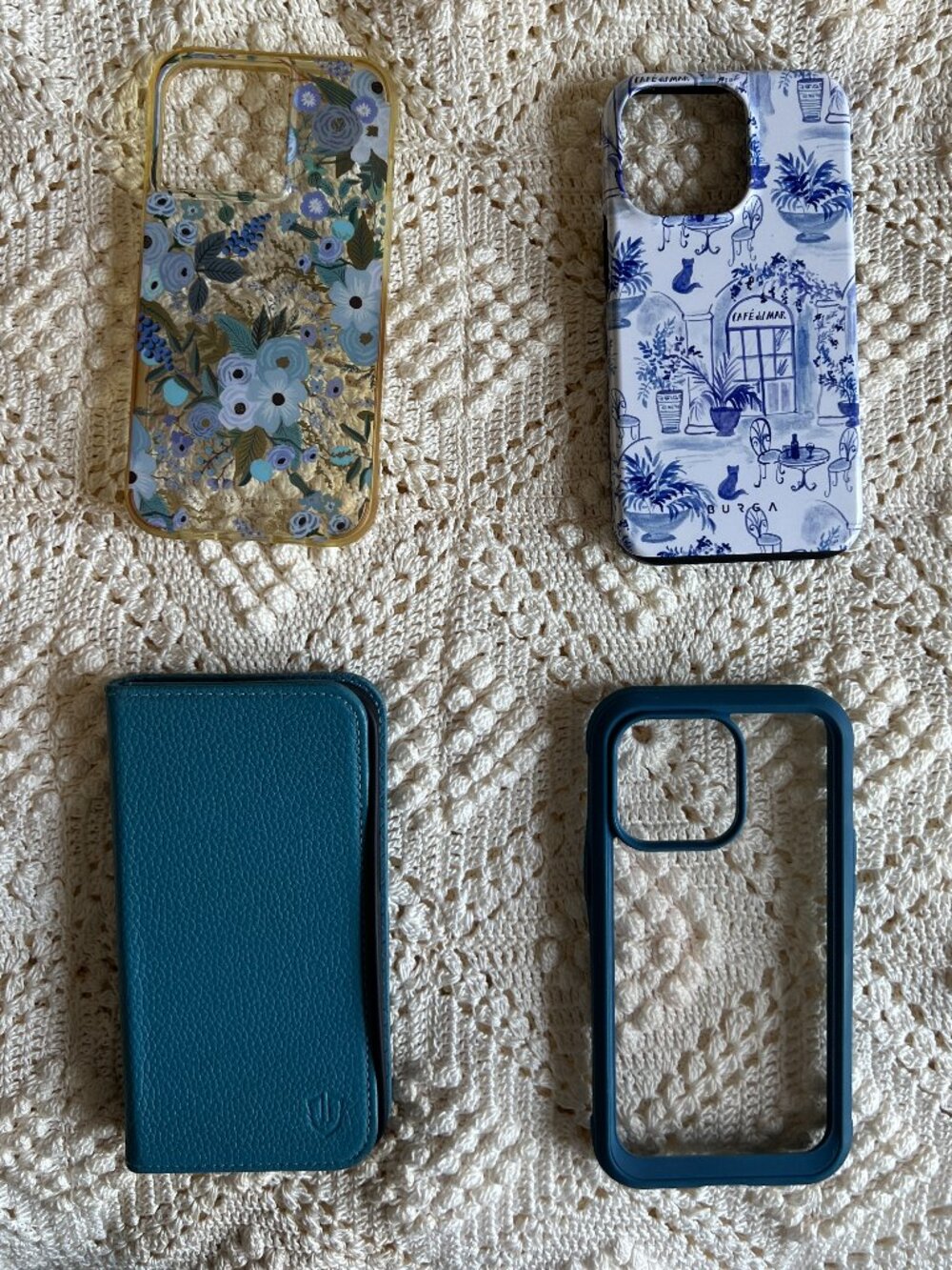 Bundle of 4 iPhone 13 Pro Cases – Blue Aesthetic: BURGA & Rifle Paper Co